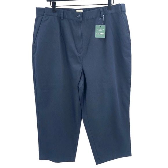 L.L. Bean NEW Womens Size 18 Petite Original Fit Navy Blue Chino Pants - Picture 1 of 6